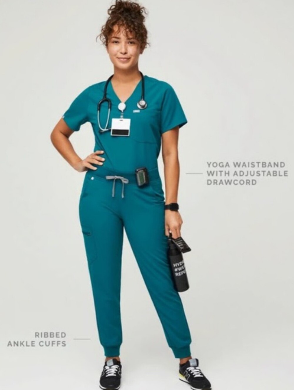 FIGS Catarina Top Zamora Jogger Scrub Set Pacific Blue Limited Edition